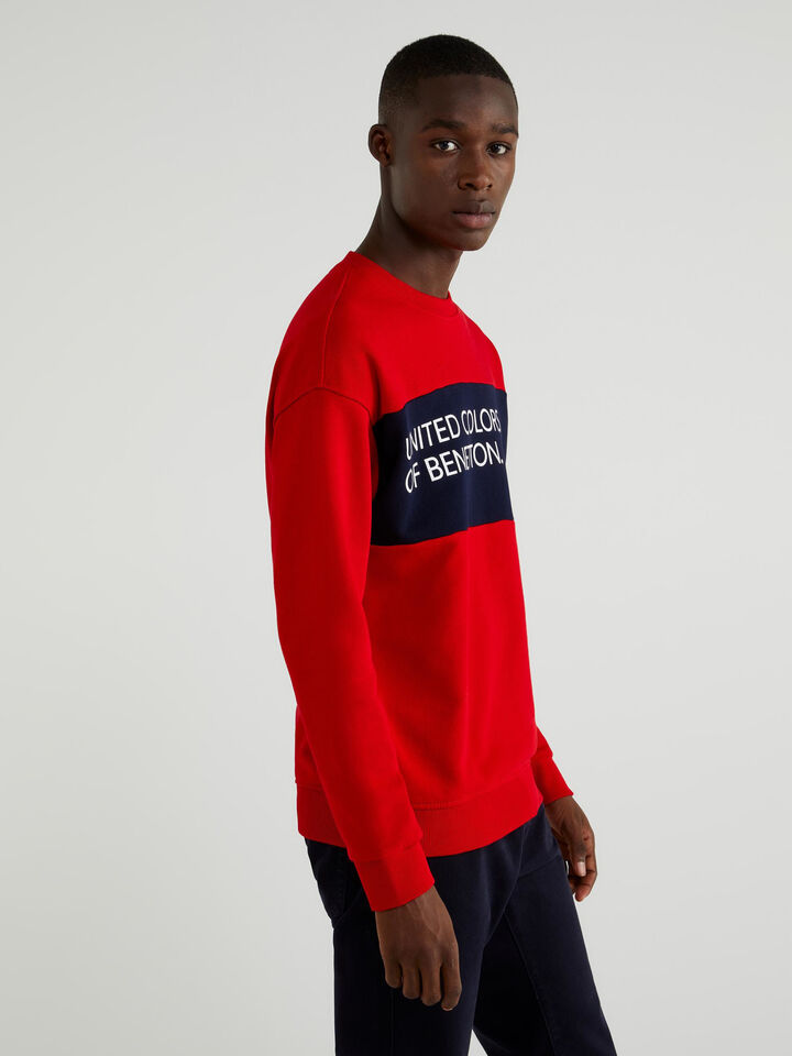 Sweatshirt in cotton with clashing band Men image number 2